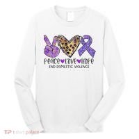 Peace Love Hope End Domestic Violence Awareness Long Sleeve Shirt thumb 0