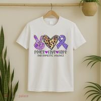 Peace Love Hope End Domestic Violence Awareness T-Shirt thumb 2
