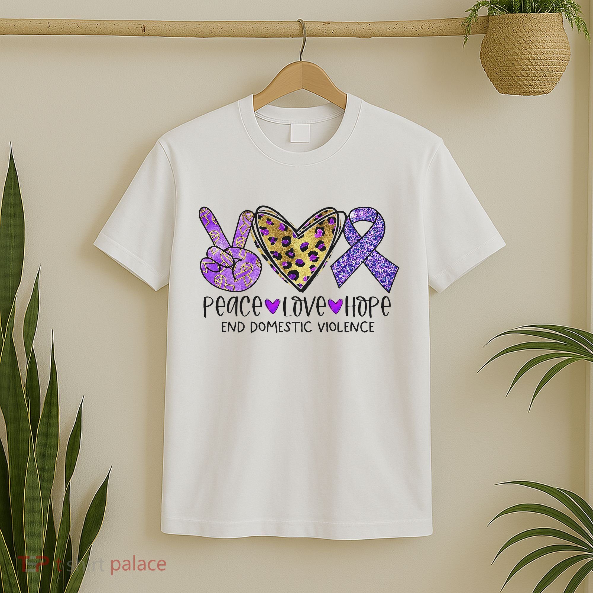 Peace Love Hope End Domestic Violence Awareness T-Shirt