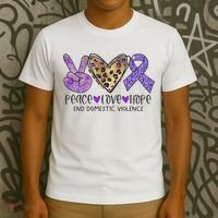 Peace Love Hope End Domestic Violence Awareness T-Shirt thumb 3