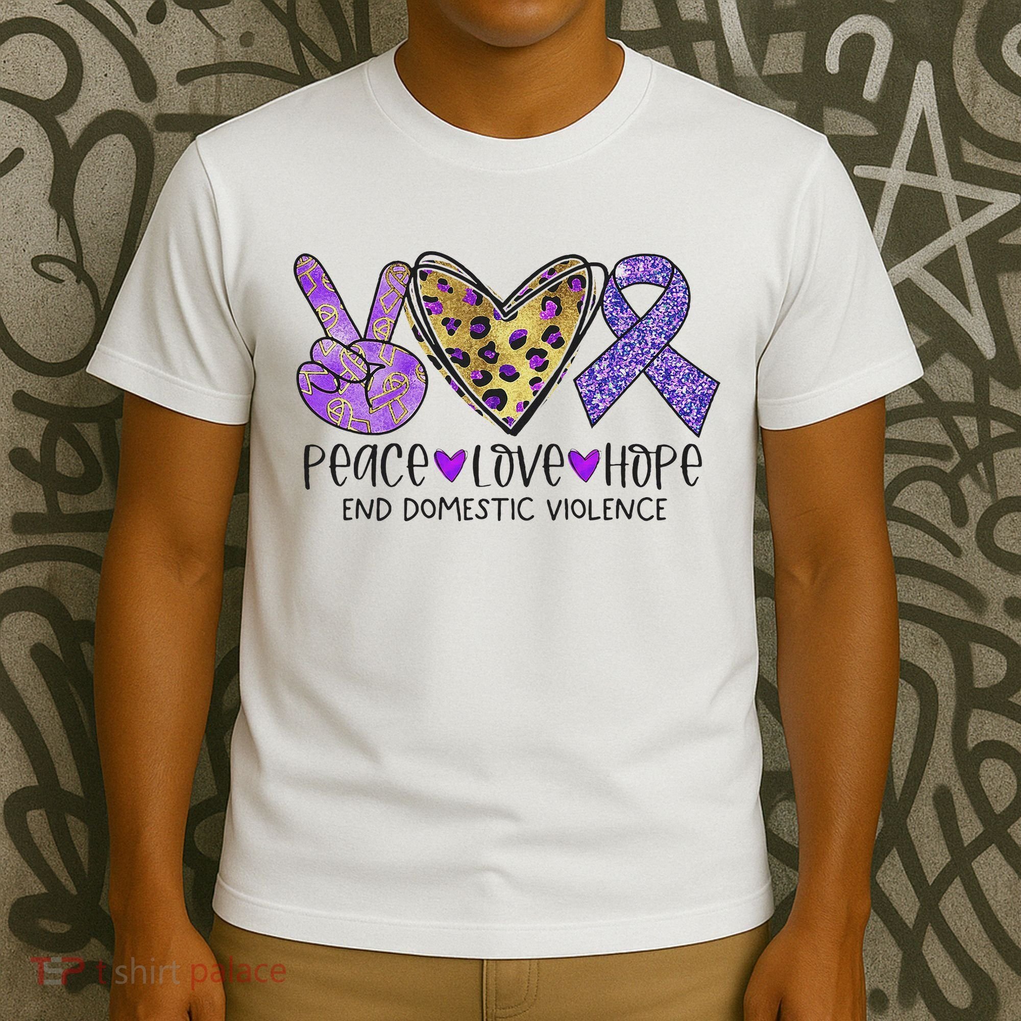 Peace Love Hope End Domestic Violence Awareness T-Shirt