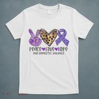 Peace Love Hope End Domestic Violence Awareness T-Shirt thumb 5