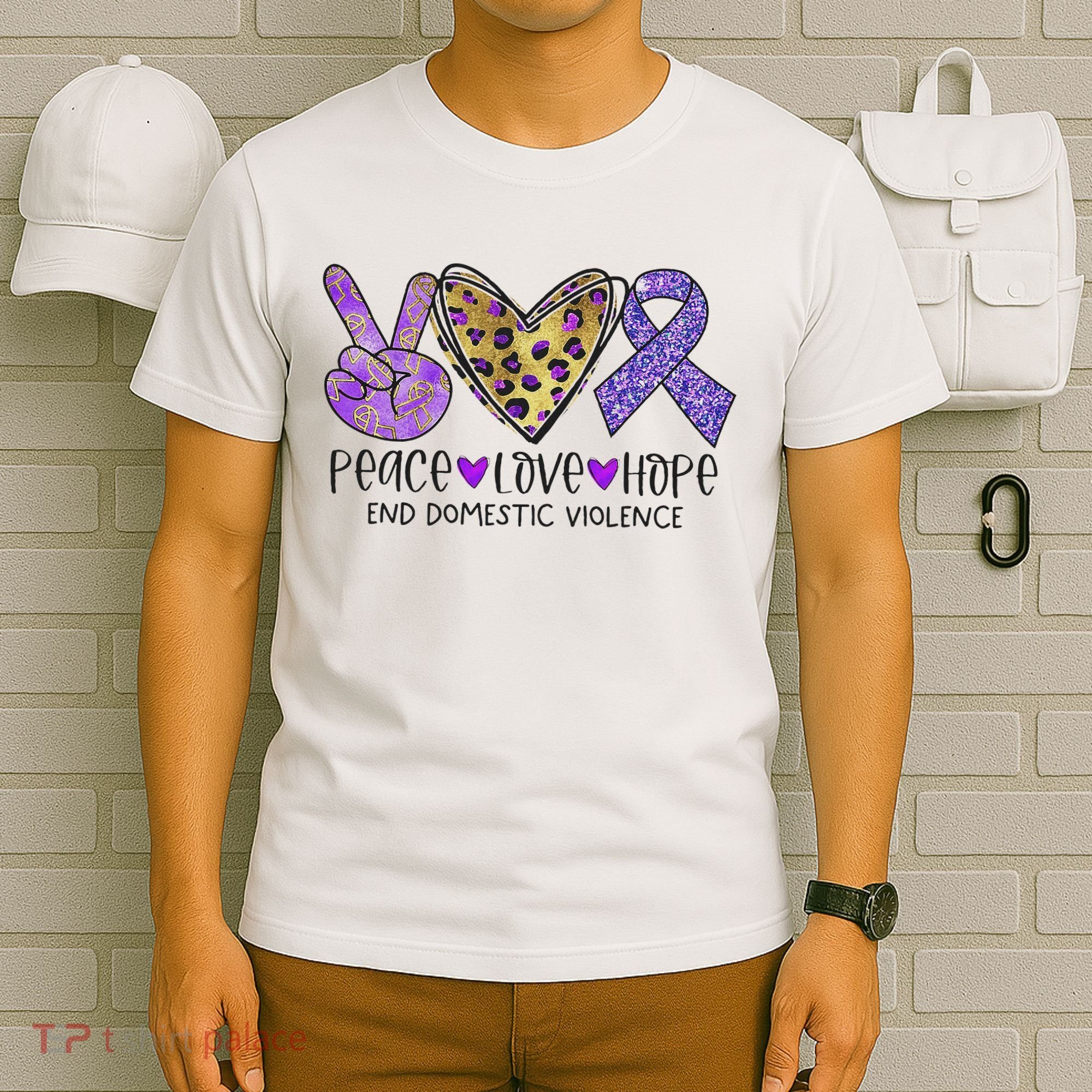 Peace Love Hope End Domestic Violence Awareness T-Shirt