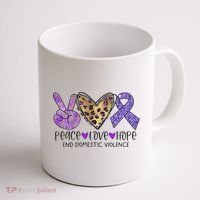 Peace Love Hope End Domestic Violence Awareness Coffee Mug thumb 1