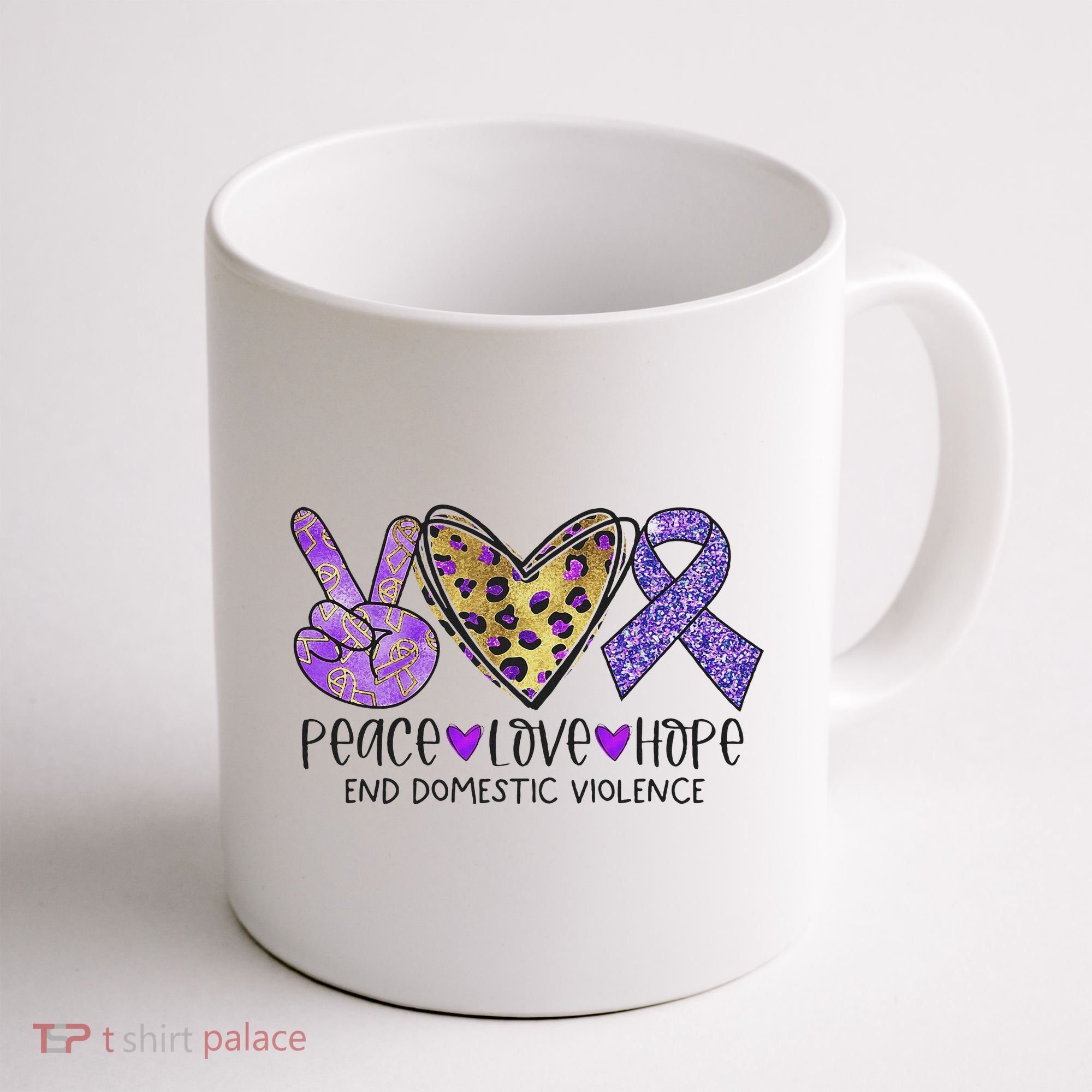Peace Love Hope End Domestic Violence Awareness Coffee Mug