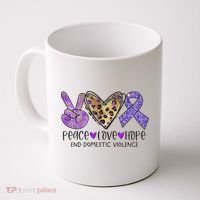 Peace Love Hope End Domestic Violence Awareness Coffee Mug thumb 0