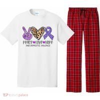 Peace Love Hope End Domestic Violence Awareness Pajama Set thumb 0