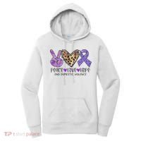 Peace Love Hope End Domestic Violence Awareness Women's Hoodie thumb 0