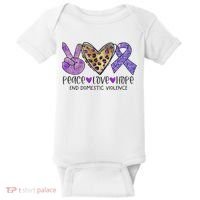 Peace Love Hope End Domestic Violence Awareness Baby Bodysuit thumb 0