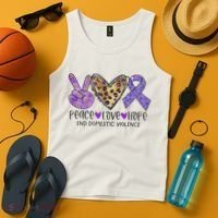 Peace Love Hope End Domestic Violence Awareness Tank Top thumb 4
