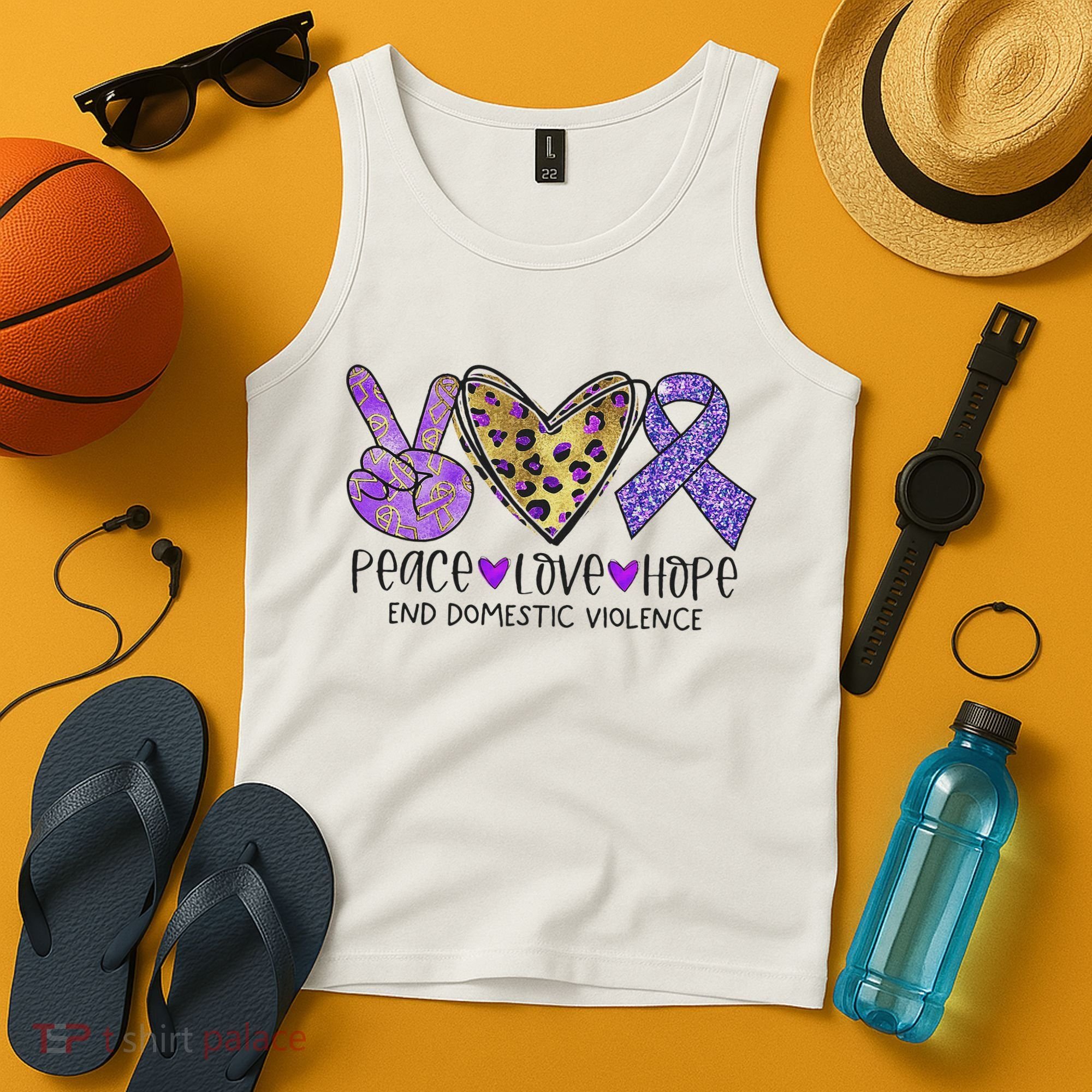 Peace Love Hope End Domestic Violence Awareness Tank Top