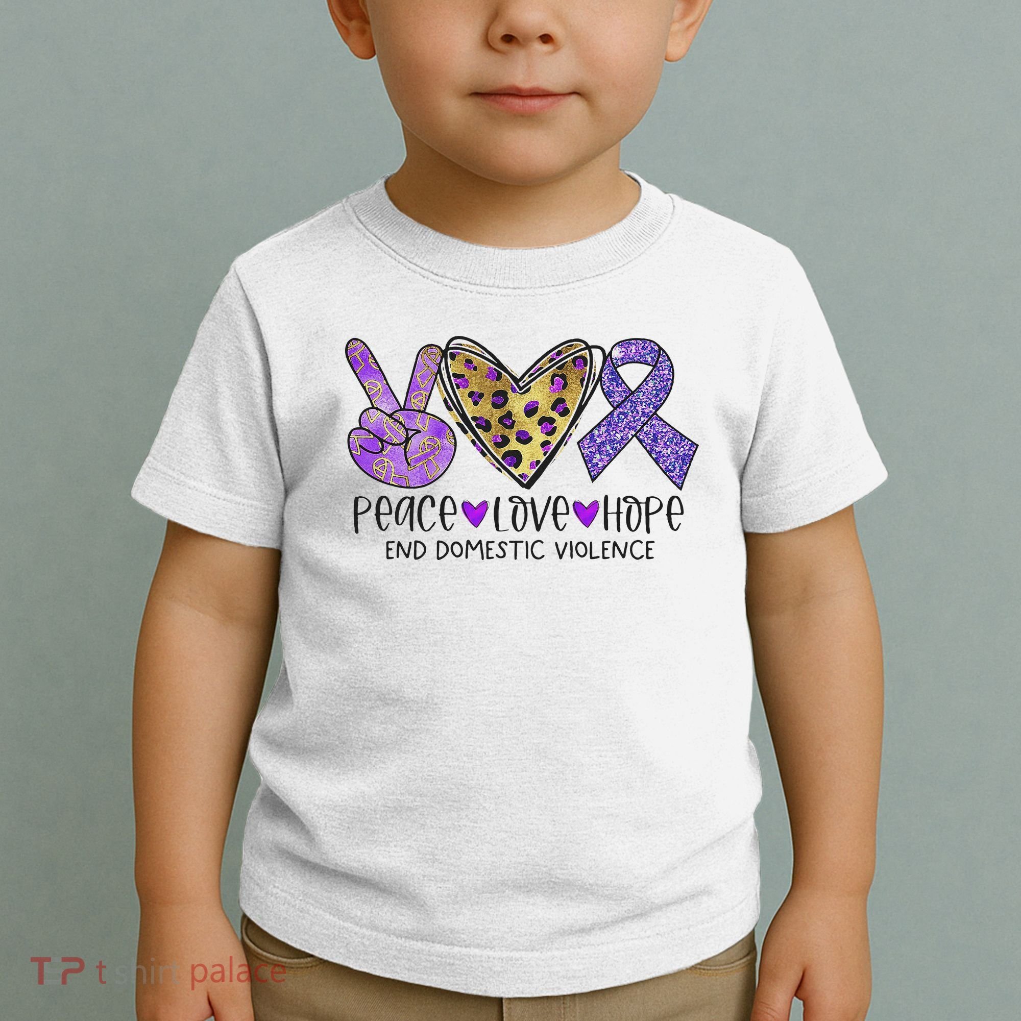 Peace Love Hope End Domestic Violence Awareness Toddler T-Shirt