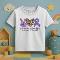 Peace Love Hope End Domestic Violence Awareness Toddler T-Shirt thumb 3