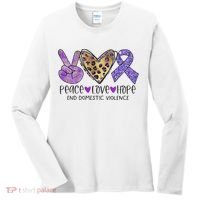 Peace Love Hope End Domestic Violence Awareness Women's Long Sleeve Shirt thumb 0