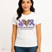 Peace Love Hope End Domestic Violence Awareness Women's T-Shirt thumb 4