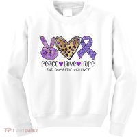 Peace Love Hope End Domestic Violence Awareness Kids Sweatshirt thumb 0