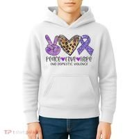 Peace Love Hope End Domestic Violence Awareness Kids Hoodie thumb 4