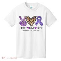 Peace Love Hope End Domestic Violence Awareness Kids T-Shirt thumb 0