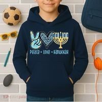 Peace Love Hanukkah Kids Hoodie thumb 2