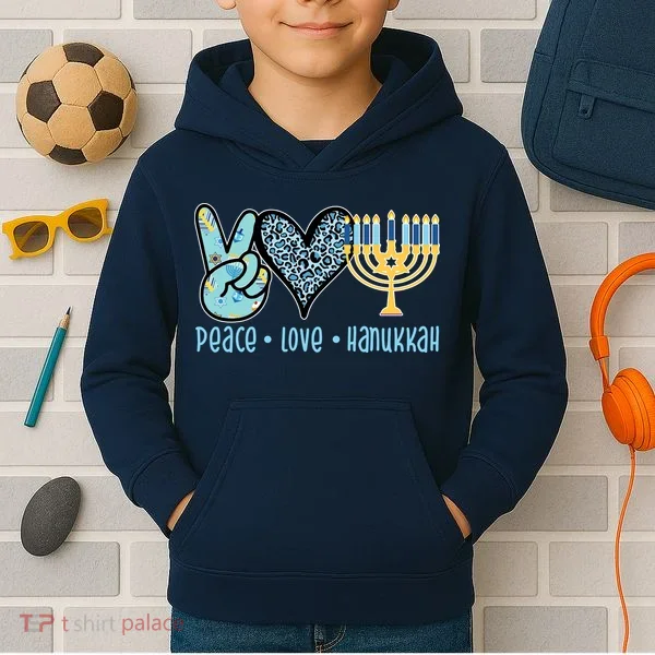 Peace Love Hanukkah Kids Hoodie