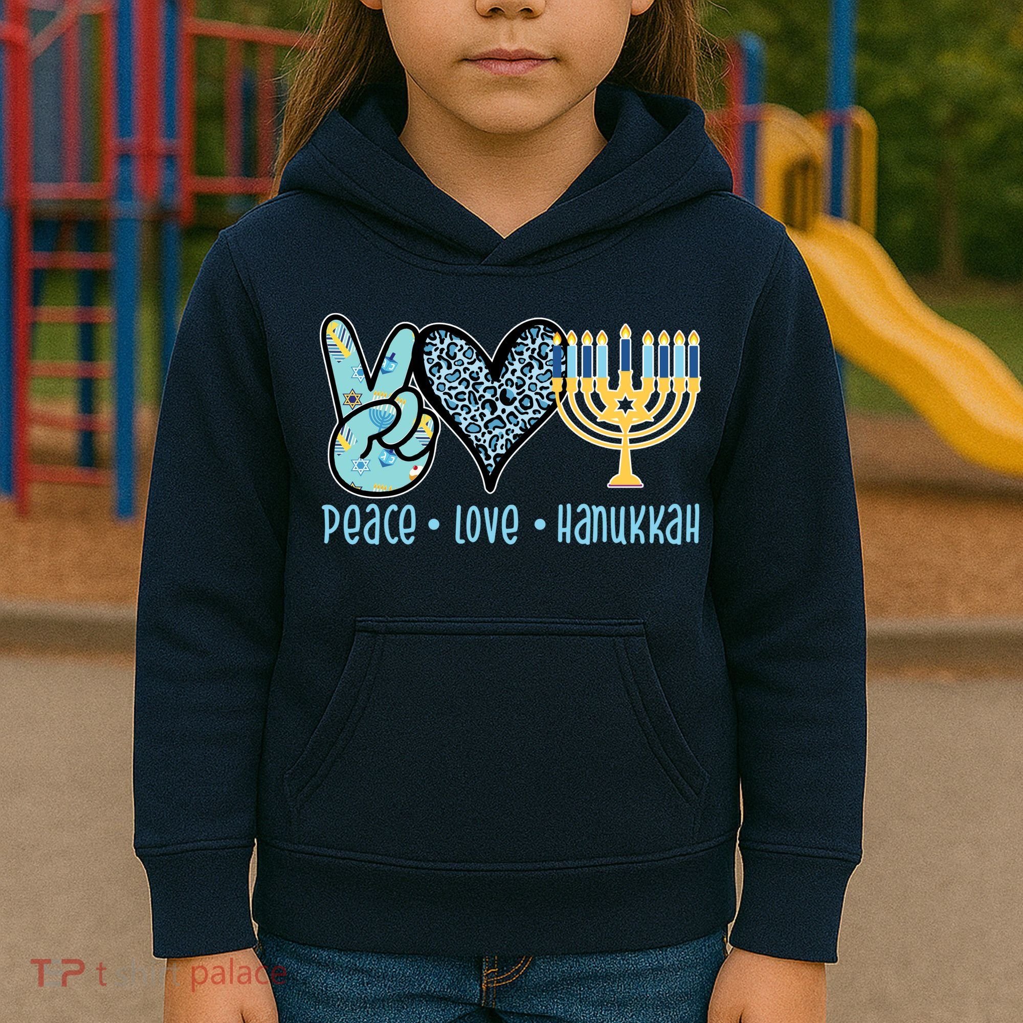 Peace Love Hanukkah Kids Hoodie