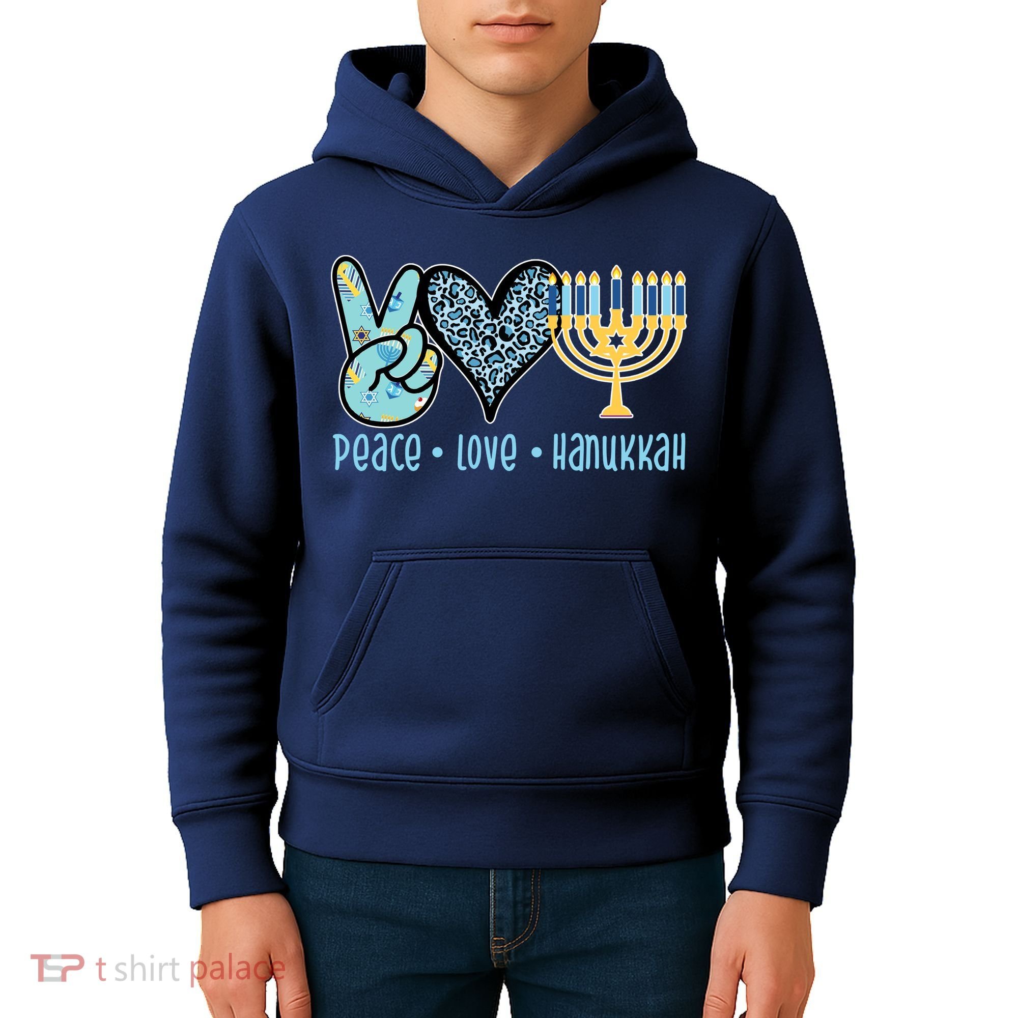 Peace Love Hanukkah Kids Hoodie