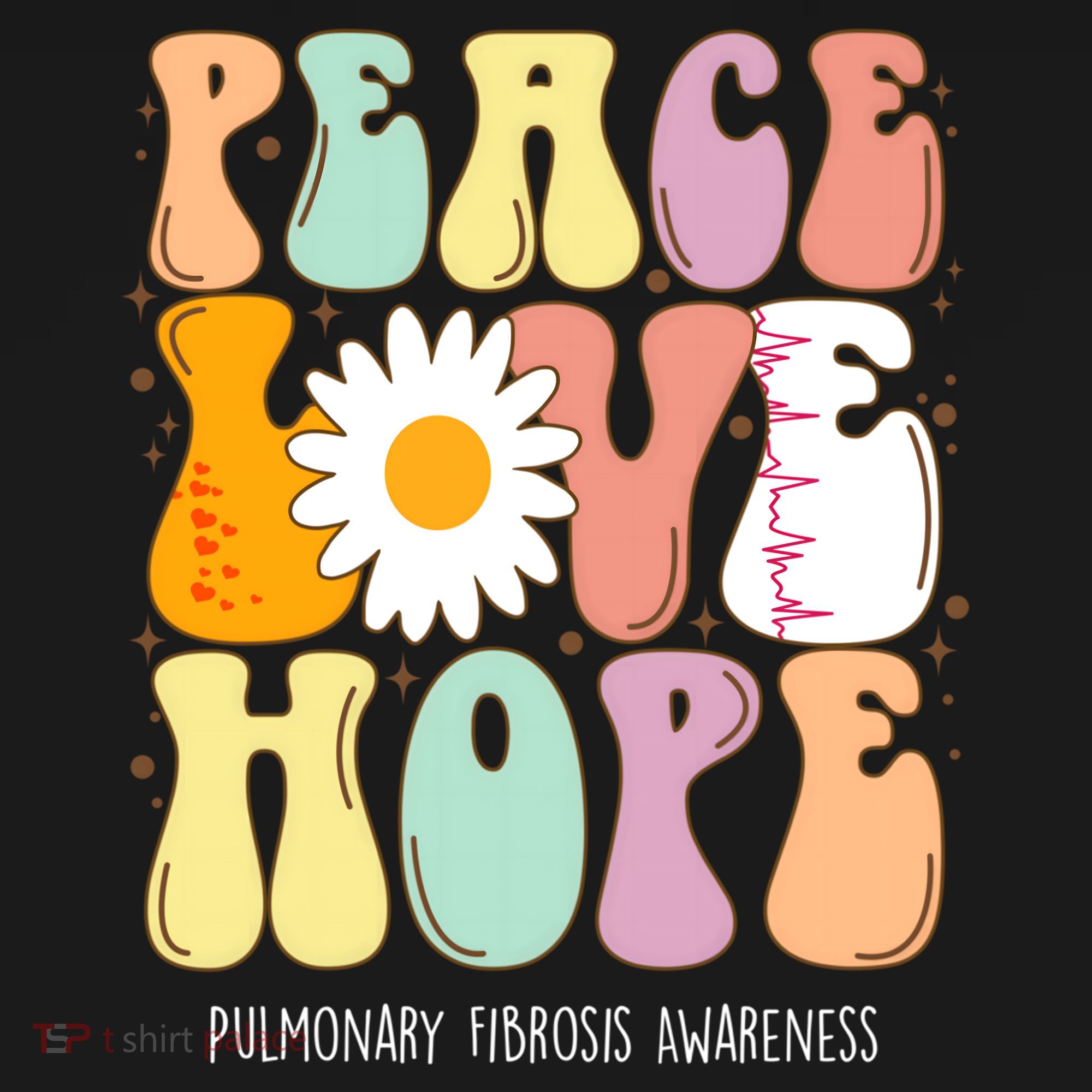 Peace Love Hope Pulmonary Fibrosis Awareness Gift Bucket Hat