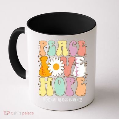 Peace Love Hope Pulmonary Fibrosis Awareness Gift Coffee Mug