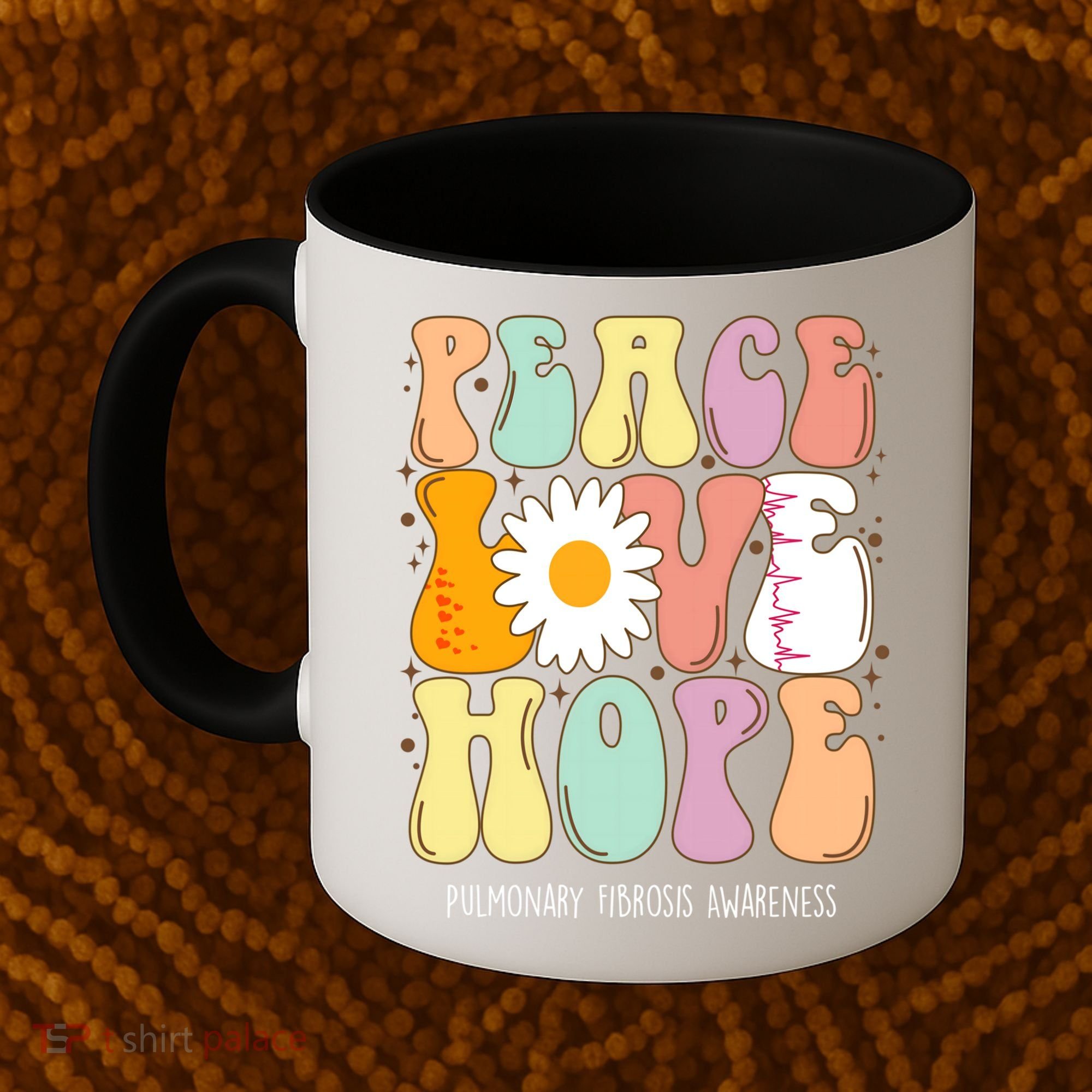 Peace Love Hope Pulmonary Fibrosis Awareness Gift Coffee Mug