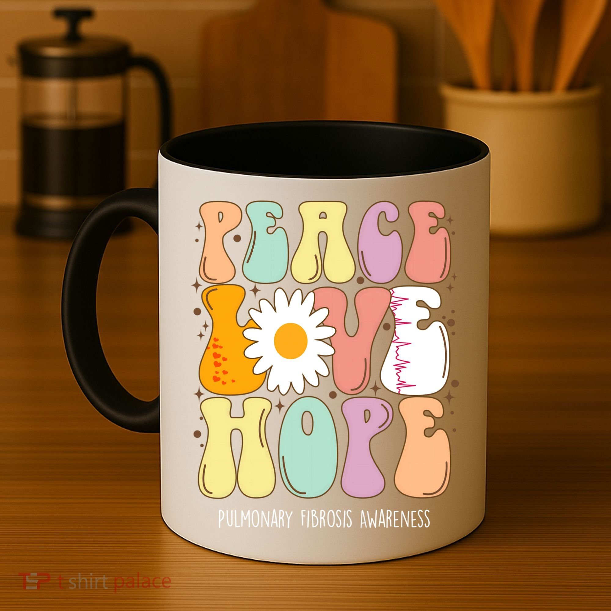 Peace Love Hope Pulmonary Fibrosis Awareness Gift Coffee Mug