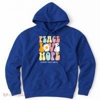 Peace Love Hope Pulmonary Fibrosis Awareness Gift Hoodie thumb 0