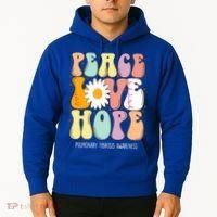 Peace Love Hope Pulmonary Fibrosis Awareness Gift Hoodie thumb 2