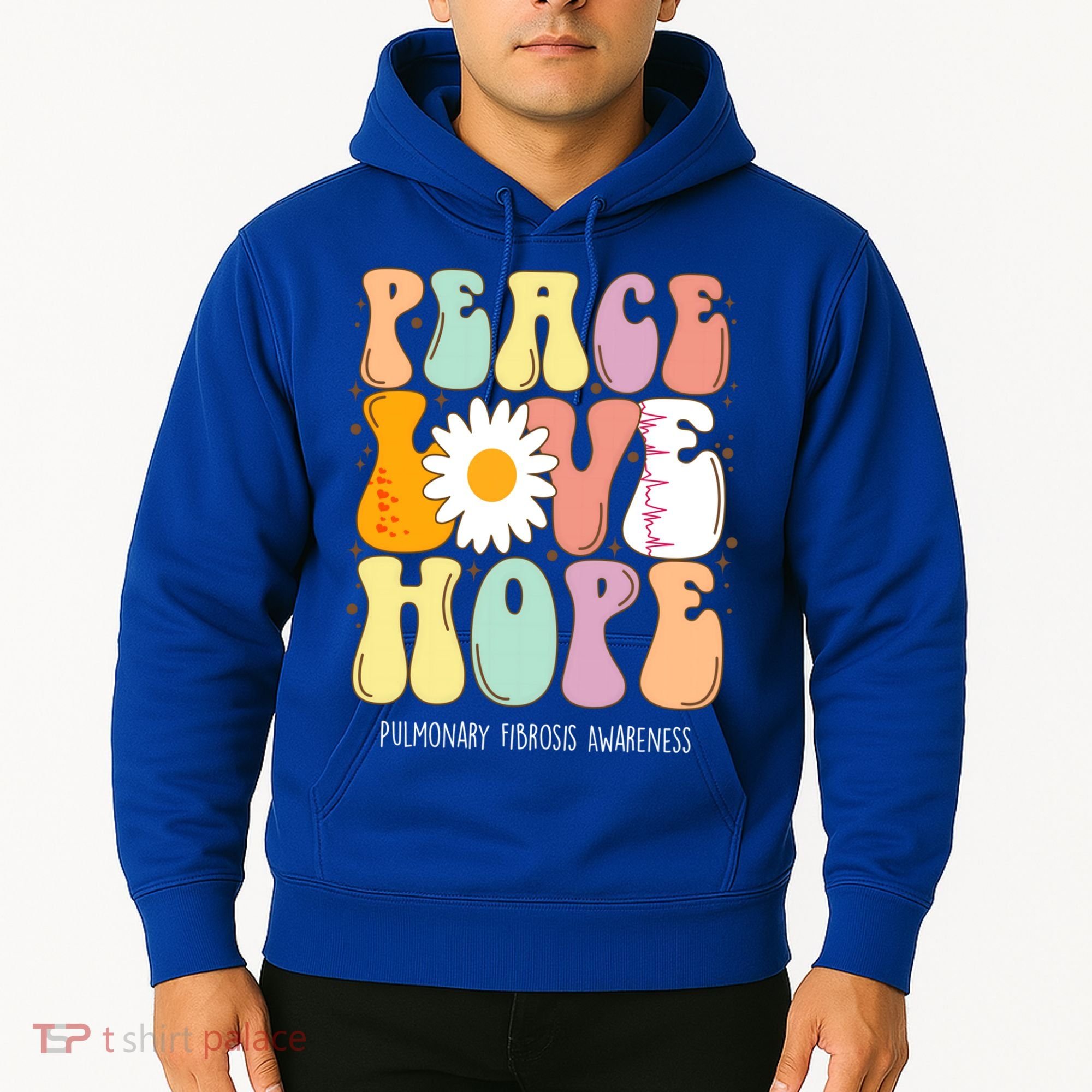 Peace Love Hope Pulmonary Fibrosis Awareness Gift Hoodie