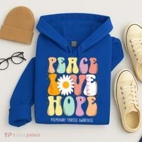 Peace Love Hope Pulmonary Fibrosis Awareness Gift Hoodie thumb 4
