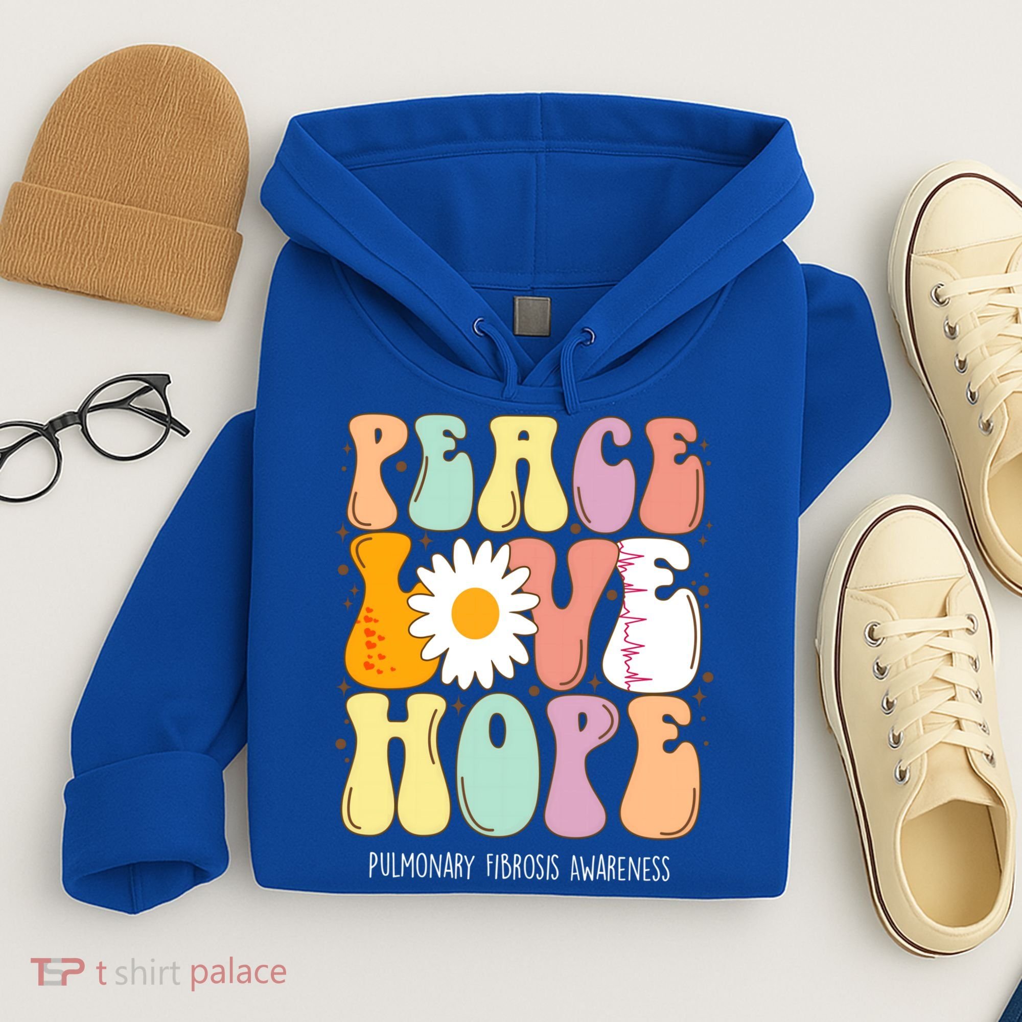 Peace Love Hope Pulmonary Fibrosis Awareness Gift Hoodie