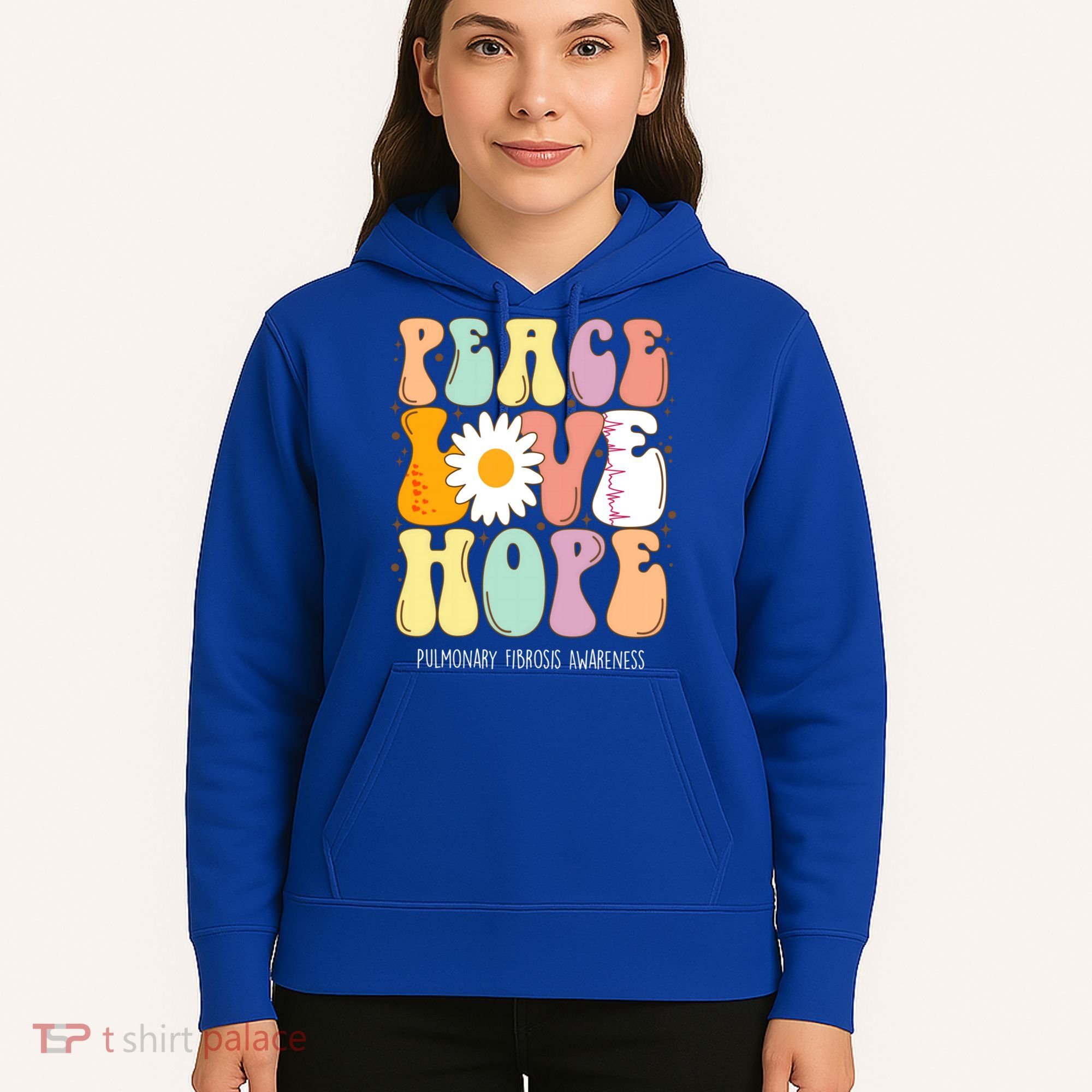 Peace Love Hope Pulmonary Fibrosis Awareness Gift Hoodie