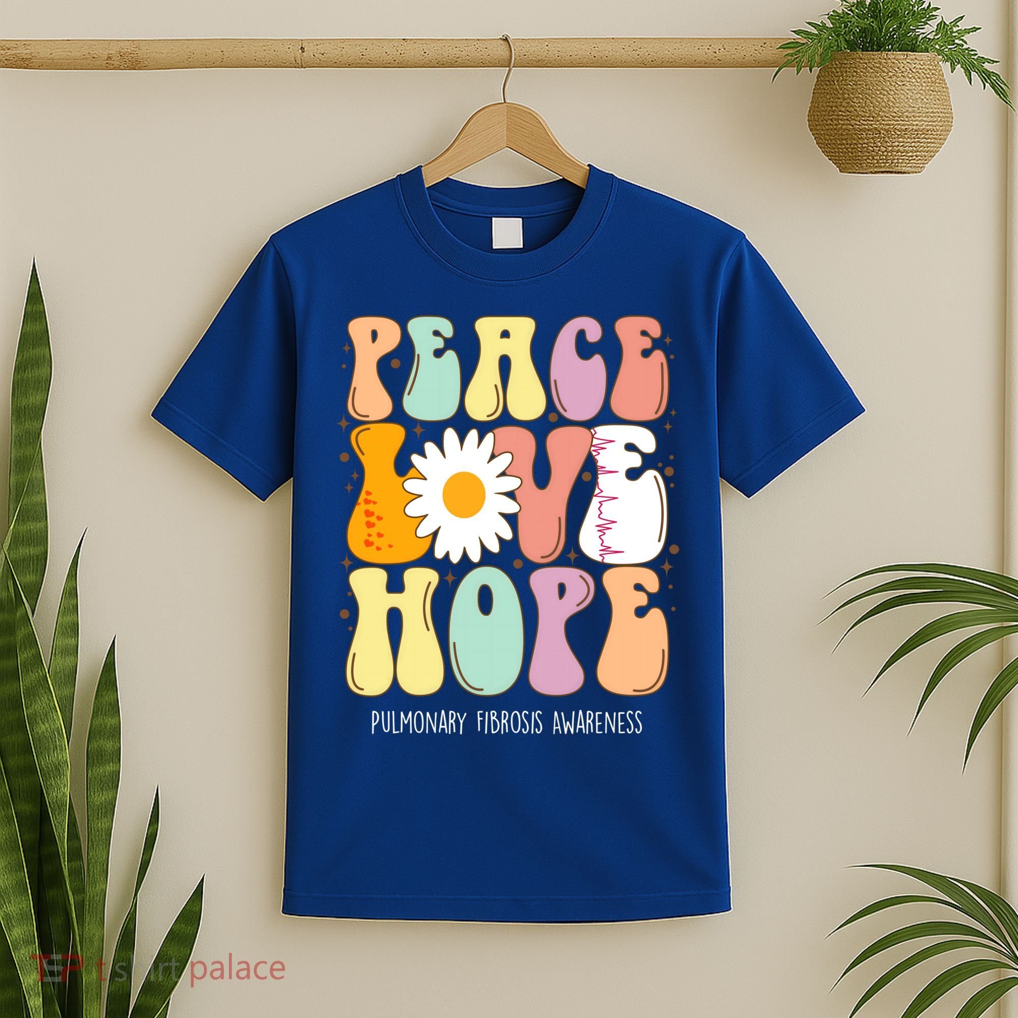 Peace Love Hope Pulmonary Fibrosis Awareness Gift T-Shirt