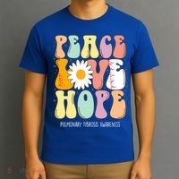 Peace Love Hope Pulmonary Fibrosis Awareness Gift T-Shirt thumb 3