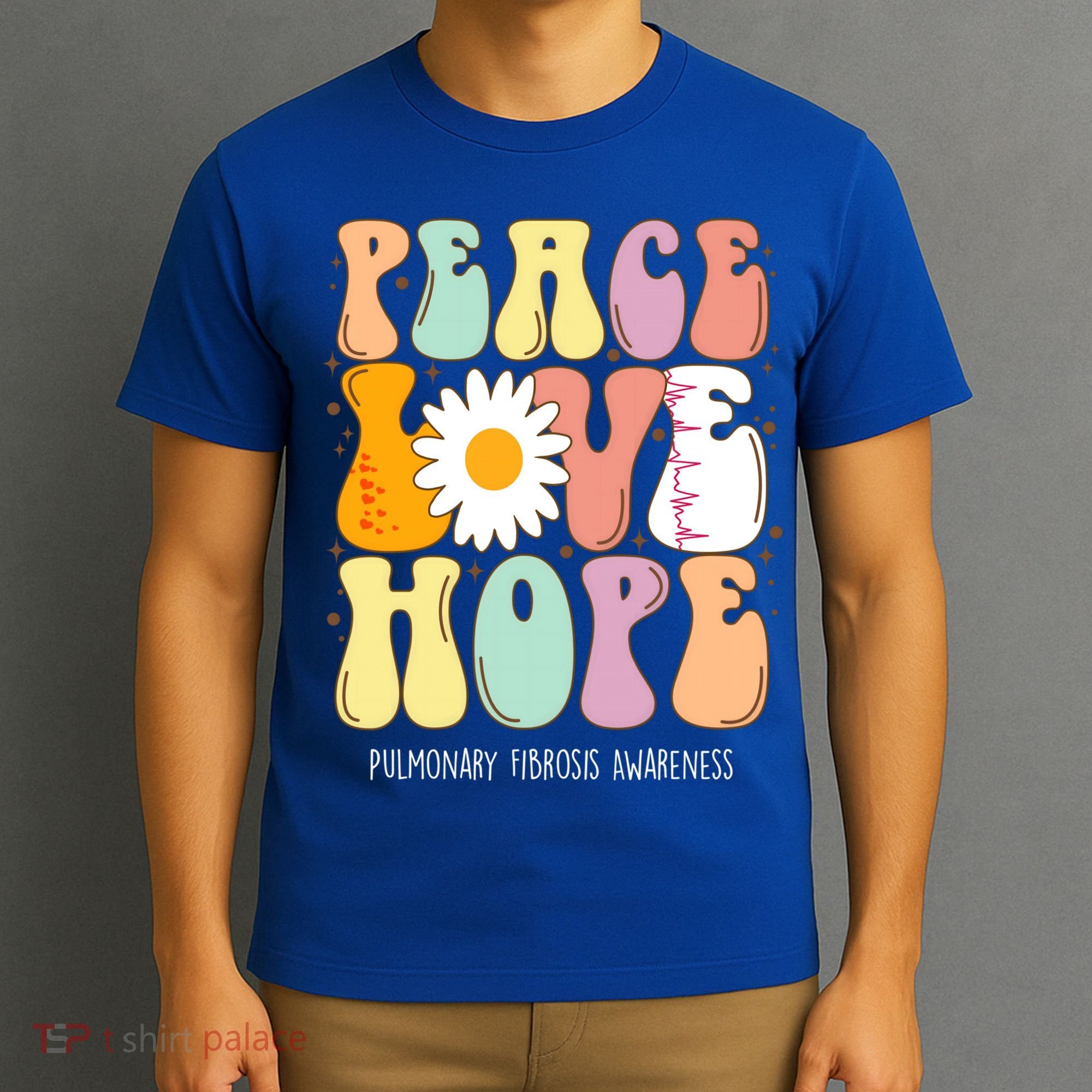 Peace Love Hope Pulmonary Fibrosis Awareness Gift T-Shirt