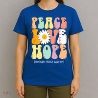 Peace Love Hope Pulmonary Fibrosis Awareness Gift T-Shirt thumb 4