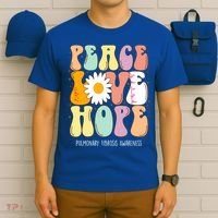 Peace Love Hope Pulmonary Fibrosis Awareness Gift T-Shirt thumb 6