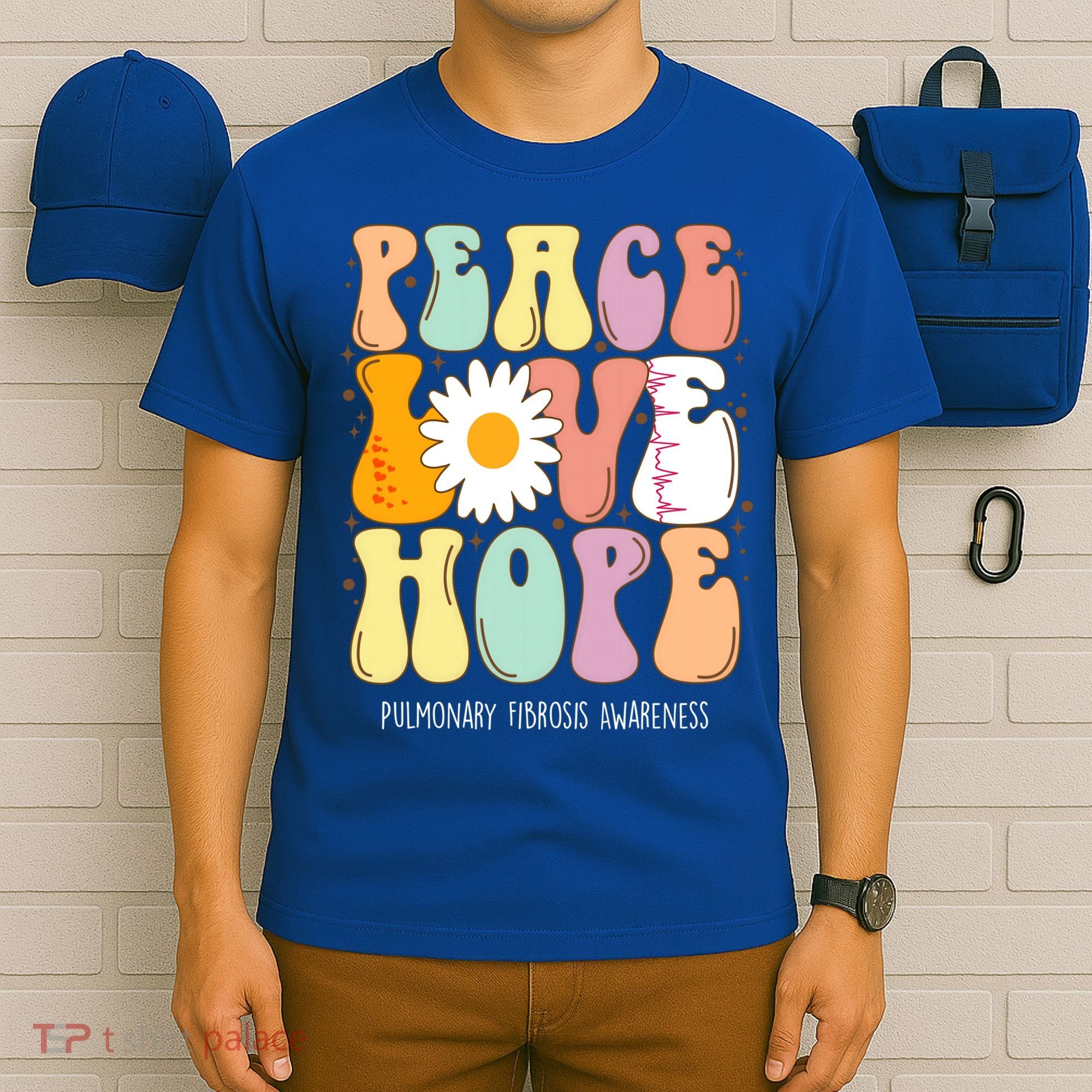 Peace Love Hope Pulmonary Fibrosis Awareness Gift T-Shirt