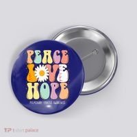 Peace Love Hope Pulmonary Fibrosis Awareness Gift Button thumb 0