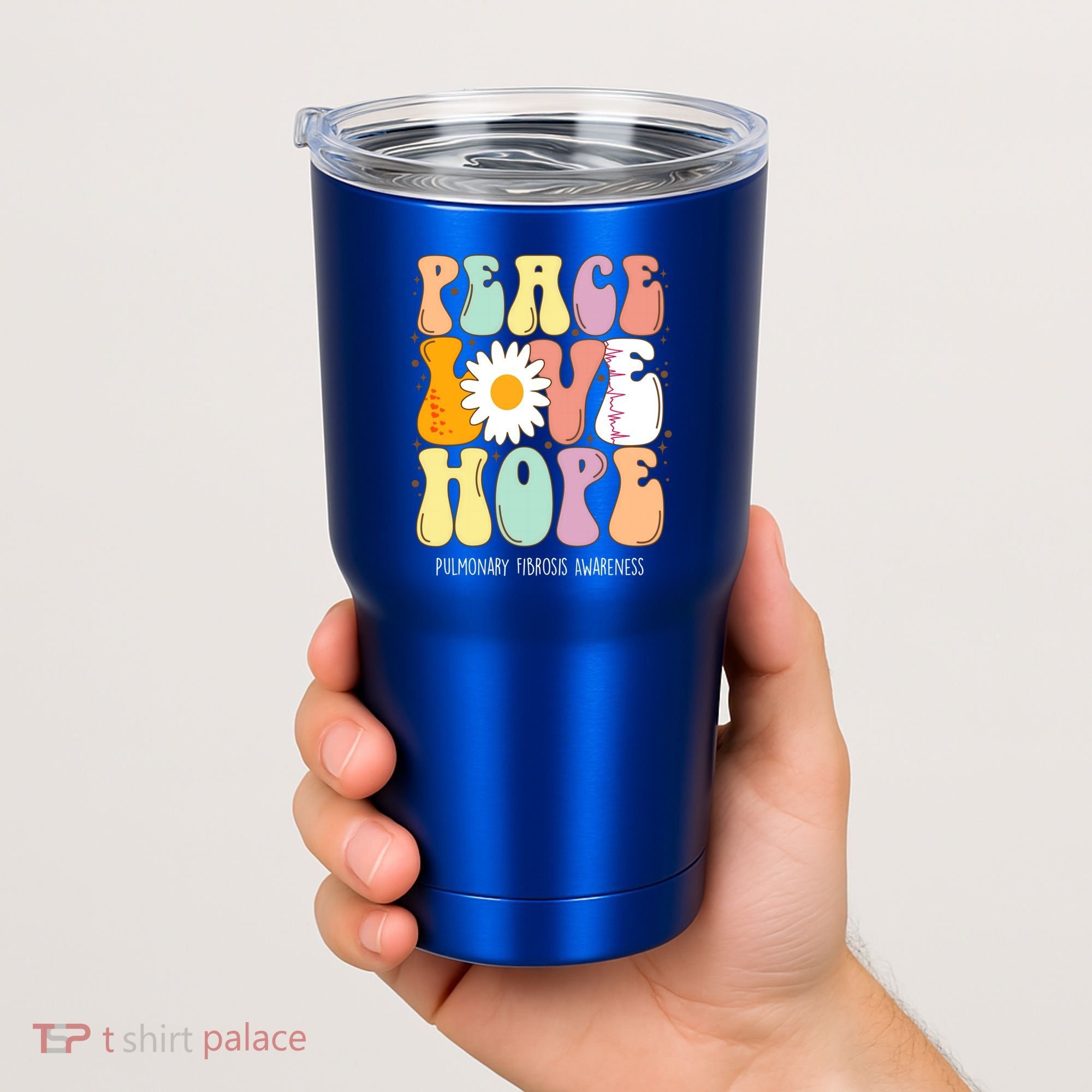 Peace Love Hope Pulmonary Fibrosis Awareness Gift Tumbler