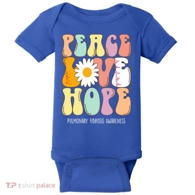Peace Love Hope Pulmonary Fibrosis Awareness Gift Baby Bodysuit
