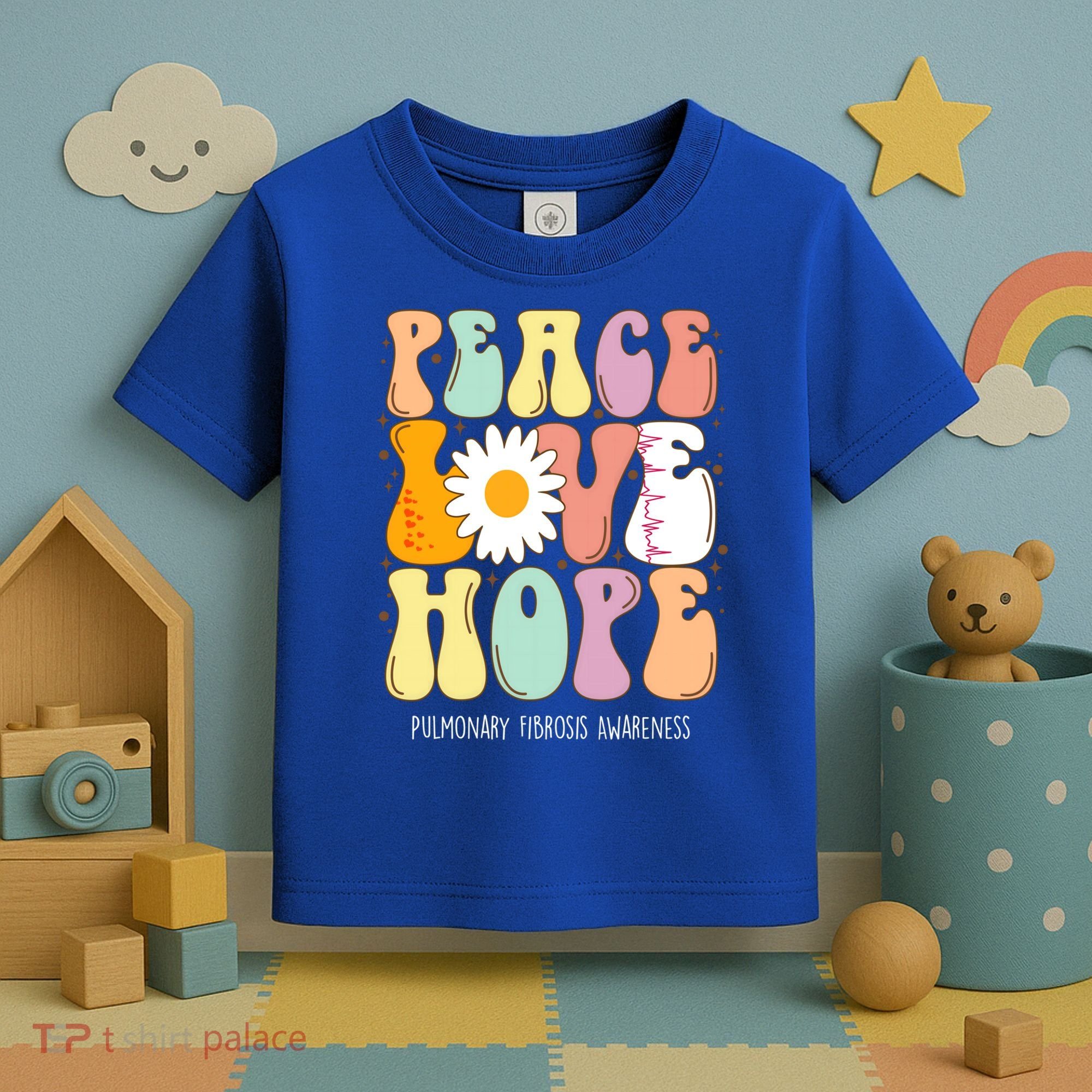 Peace Love Hope Pulmonary Fibrosis Awareness Gift Toddler T-Shirt