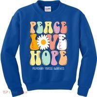 Peace Love Hope Pulmonary Fibrosis Awareness Gift Kids Sweatshirt thumb 0
