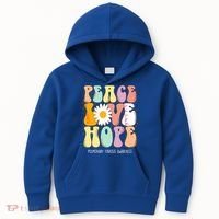 Peace Love Hope Pulmonary Fibrosis Awareness Gift Kids Hoodie thumb 0