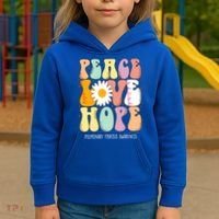 Peace Love Hope Pulmonary Fibrosis Awareness Gift Kids Hoodie thumb 3