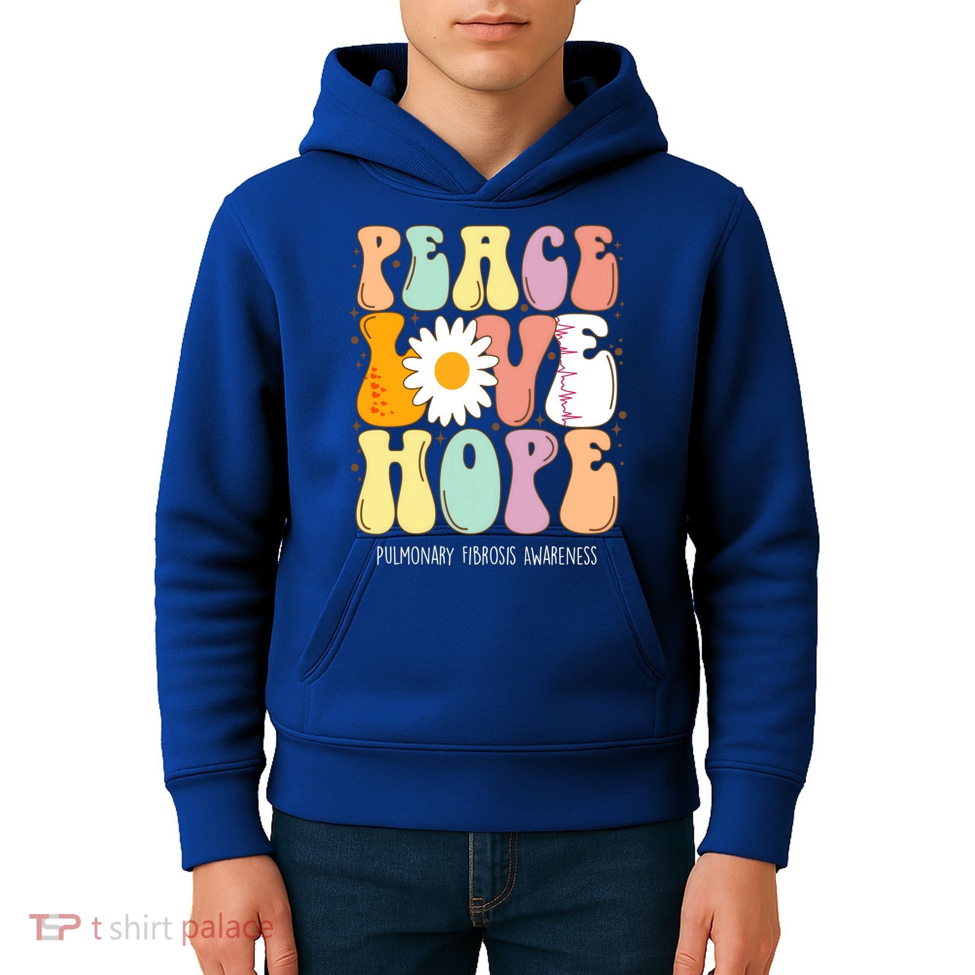 Peace Love Hope Pulmonary Fibrosis Awareness Gift Kids Hoodie